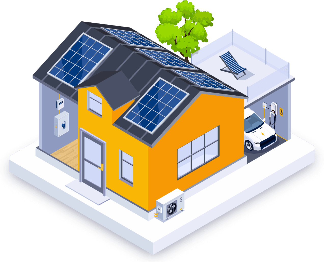 Illustration von einem Haus mit Solaranlage